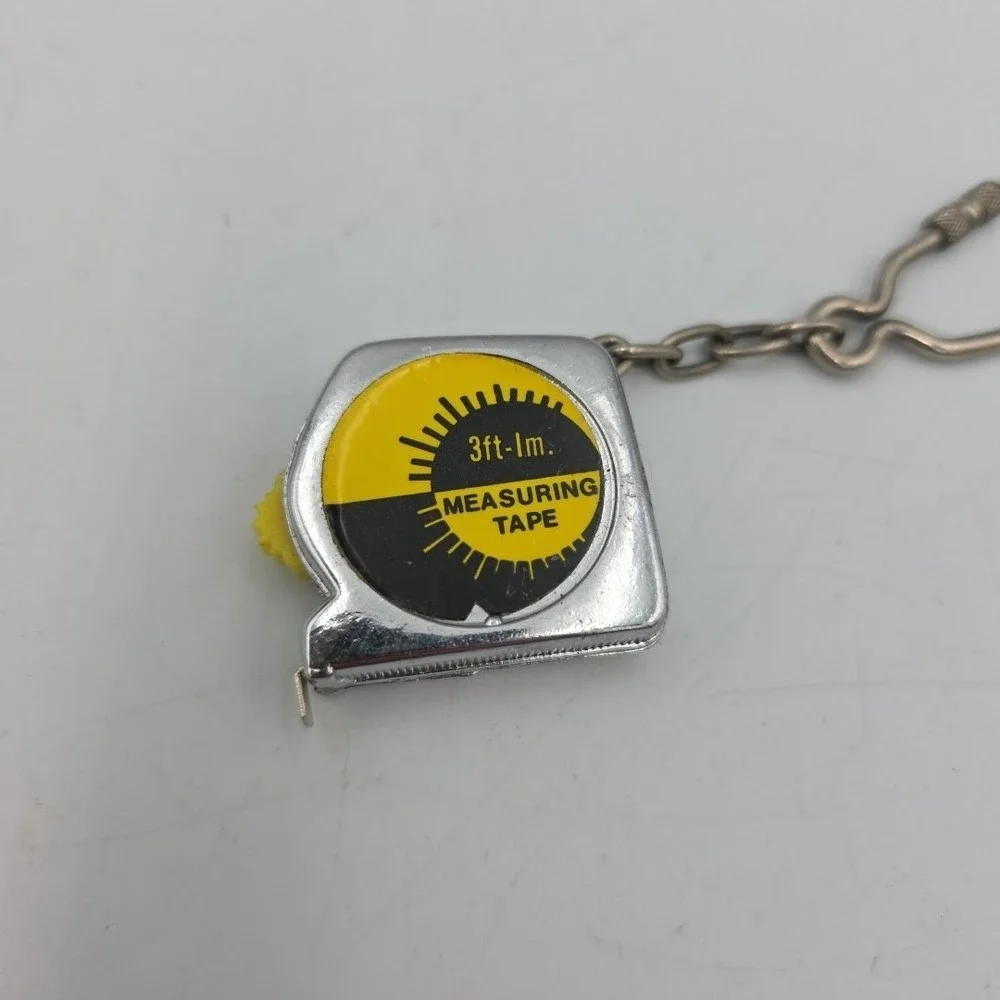 Vintage Keychain Pocket Measuring Tape Key Ring Metal Fob Small 36